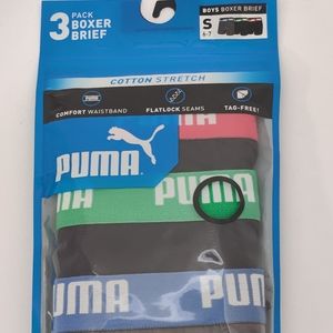 Boy's PUMA 3 pair Boxer Briefs Cotton Stretch Premium Underwear Size S 6/7  NIP